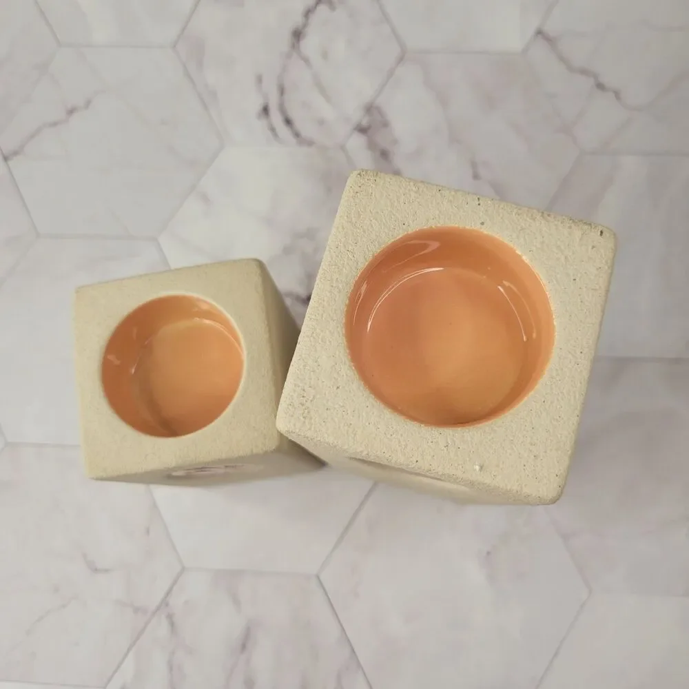 PartyLite Sandstone votive candle holder ivory set of 2